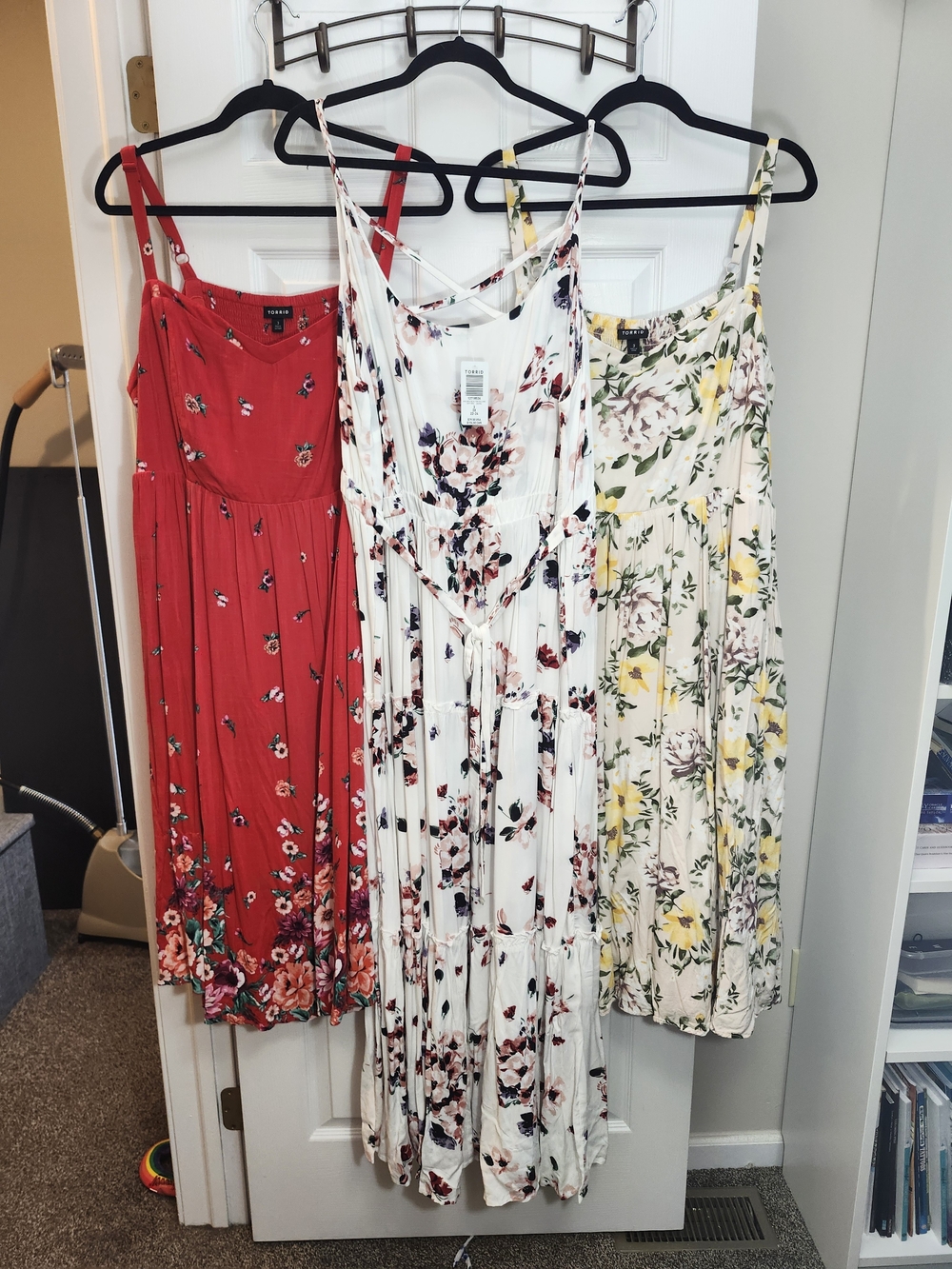 Torrid Floral Maxi Dress Trio – Cream, White & Red, Size 3X, 1 NWT, 2 NWOT